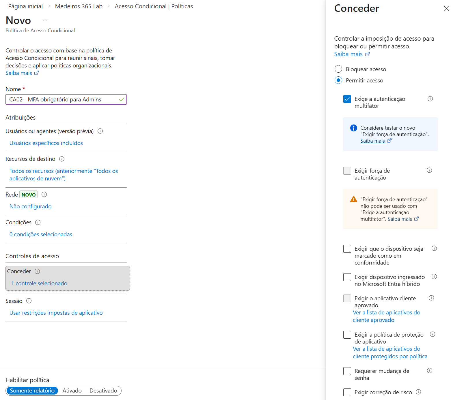 Configuração de funções da política CA02