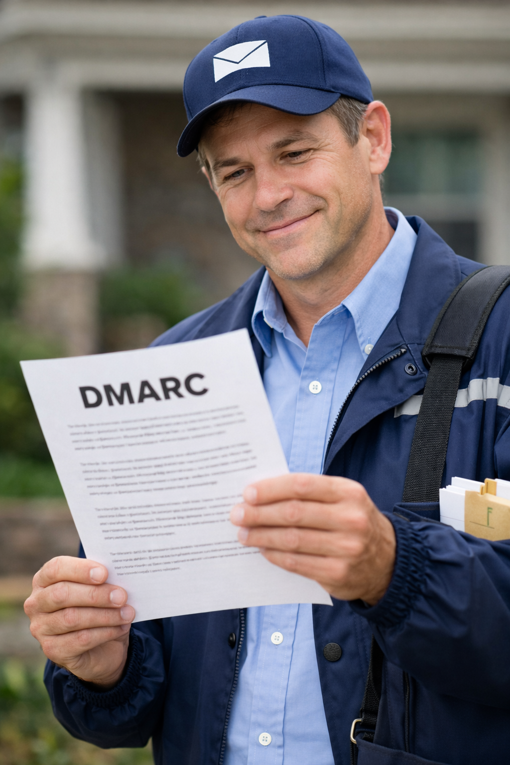 Ilustração de carteiro representando o DMARC